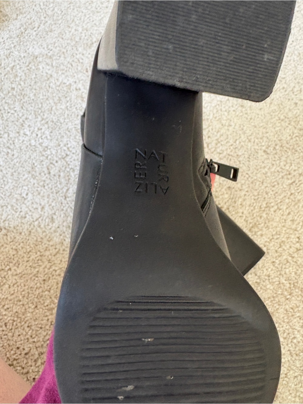 Naturalizer Black Leather Block Heel Ankle Boots - Picture 6 of 7